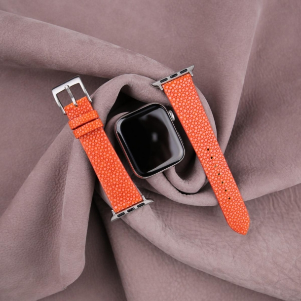 Orange Stingray Leather Apple Watch Band - Image 3
