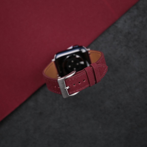 Burgundy Canvas Apple Watch Band - Image 2