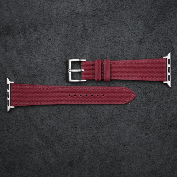 Burgundy Canvas Apple Watch Band - Image 4