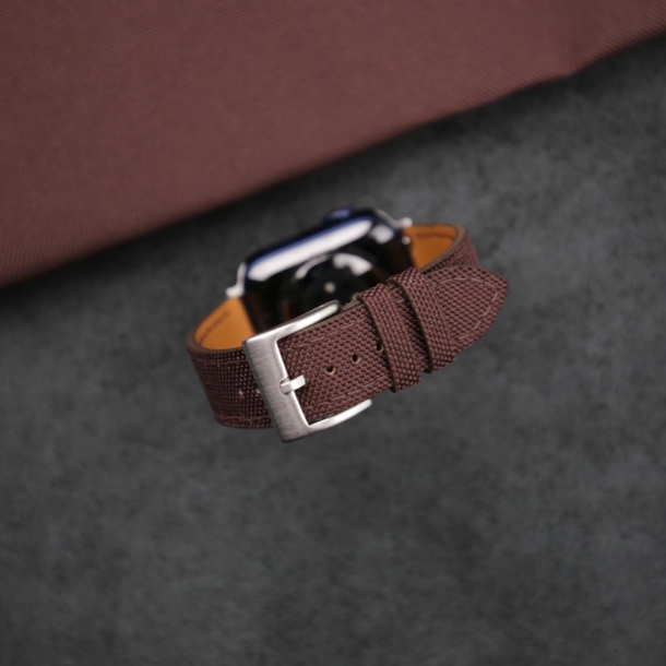 Dark Brown Canvas Apple Watch Band - Image 2