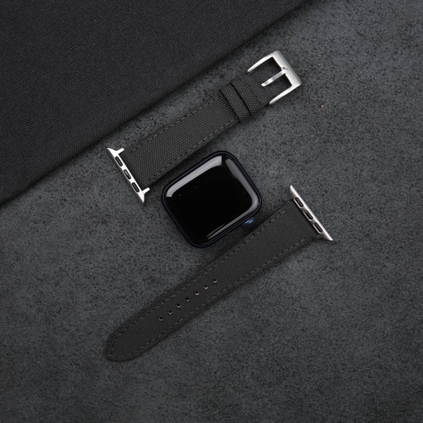 Black Canvas Apple Watch Band - Image 3