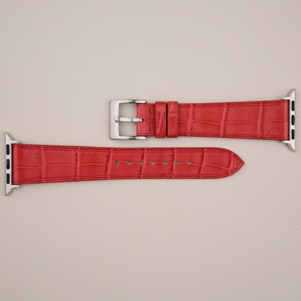 Red Alligator Leather Apple Watch Band - Image 4