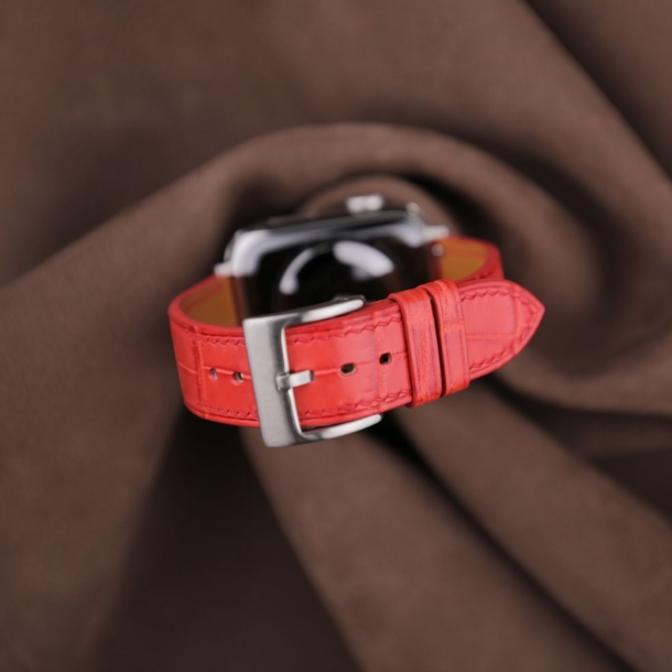 Red Alligator Leather Apple Watch Band