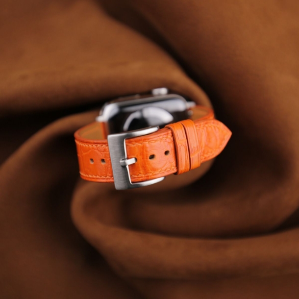 Orange Alligator Leather Apple Watch Band - Image 2
