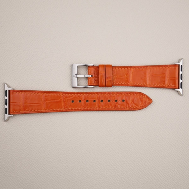 Orange Alligator Leather Apple Watch Band - Image 4