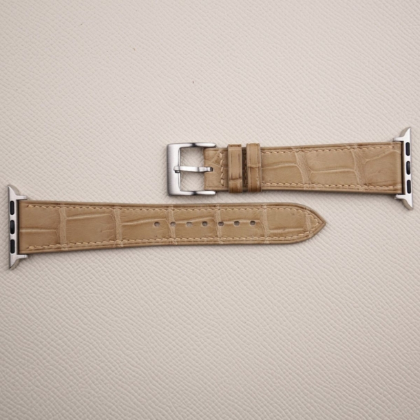 Beige Alligator Leather Apple Watch Band - Image 2