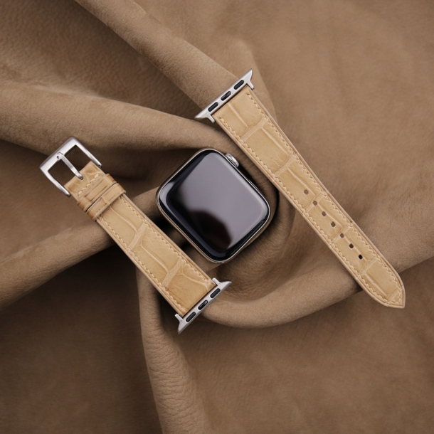 Beige Alligator Leather Apple Watch Band - Image 3