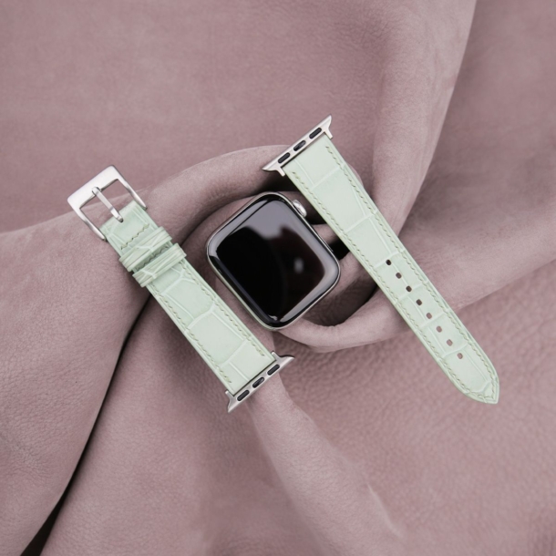Mint Alligator Leather Apple Watch Band - Image 3