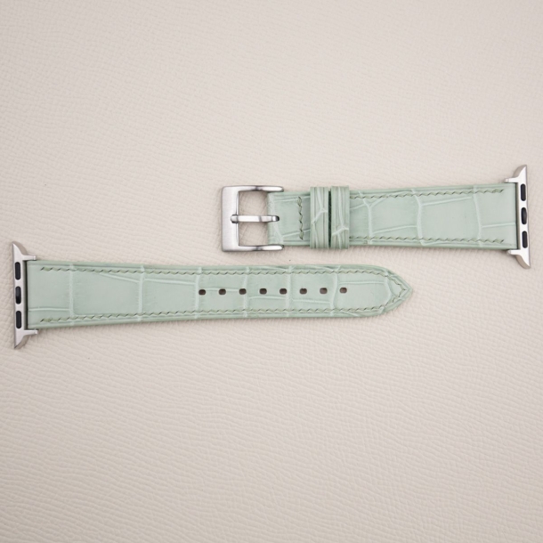 Mint Alligator Leather Apple Watch Band - Image 4