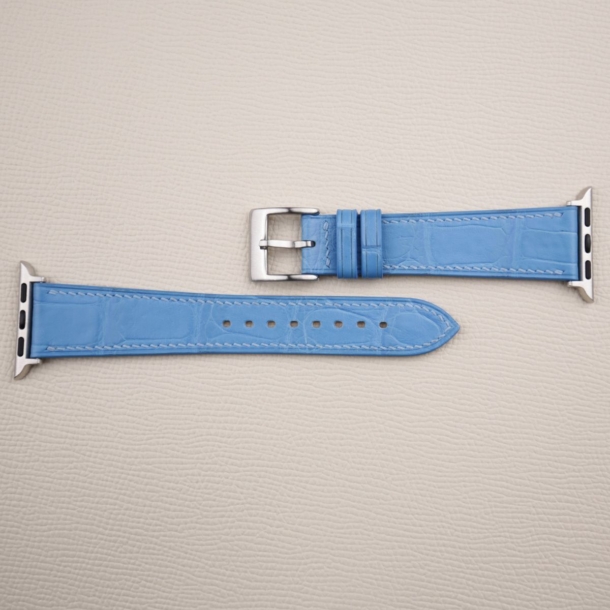 Miami Blue Alligator Leather Apple Watch Band - Image 4