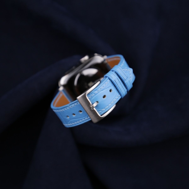 Miami Blue Alligator Leather Apple Watch Band - Image 2