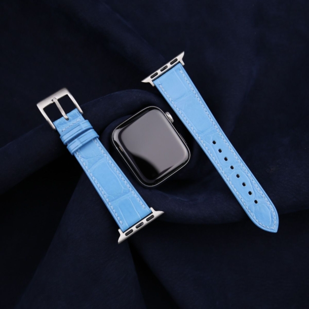 Miami Blue Alligator Leather Apple Watch Band - Image 3