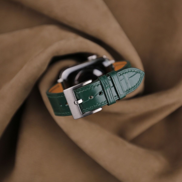 Dark Green Alligator Leather Apple Watch Band - Image 2