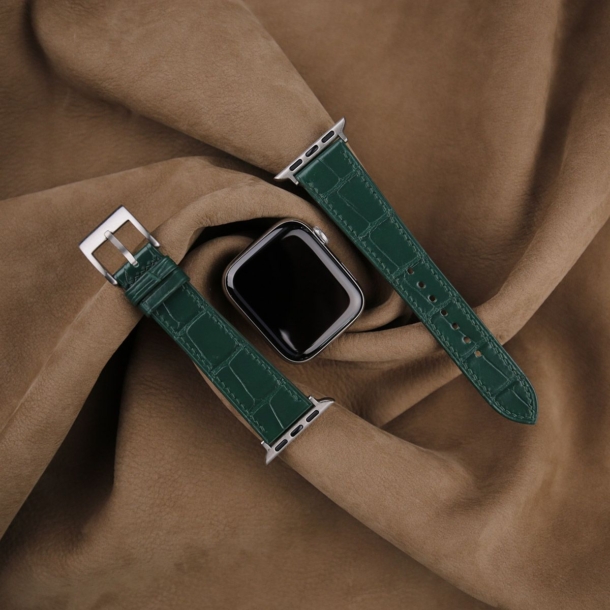 Dark Green Alligator Leather Apple Watch Band - Image 3