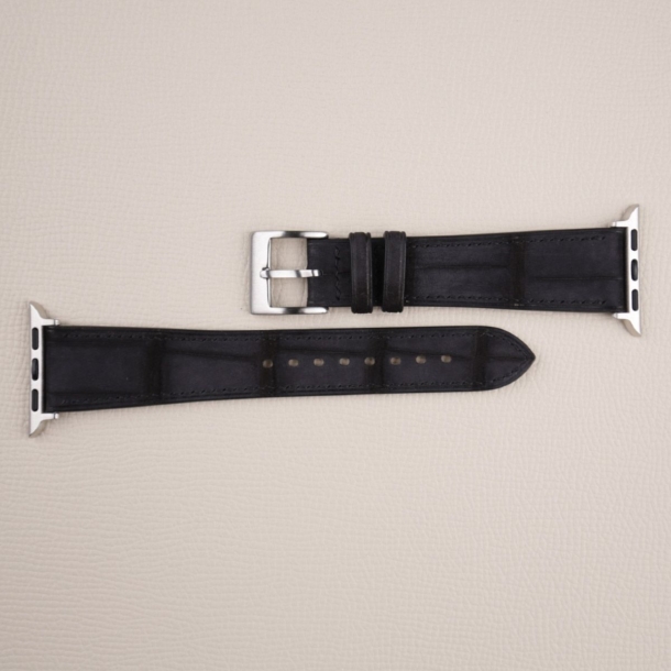 Black Nubuck Alligator Leather Apple Watch Band - Image 4