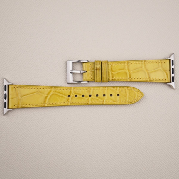 Yellow Alligator Leather Apple Watch Band - Image 4