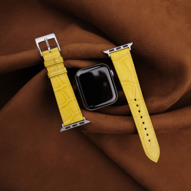 Yellow Alligator Leather Apple Watch Band - Image 3