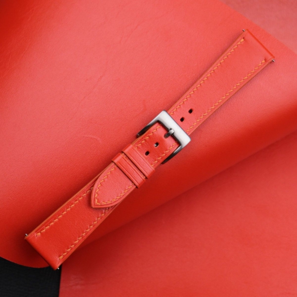 Box Calf Orange Red Leather Watch Strap - Image 3