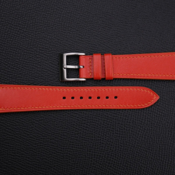 Box Calf Orange Red Leather Watch Strap - Image 2