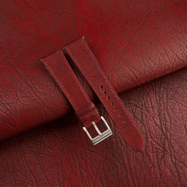 Alran Fat Nat Chevre Goat Red leather watch strap