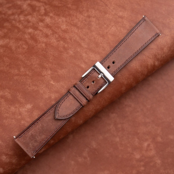 Brown Maya Vegetable Tanned Calfskin Leather Watch Strap - Image 3