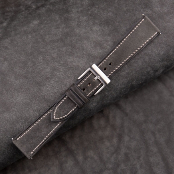 Black Maya Vegetable Tanned Calfskin Leather Watch Strap - Image 3
