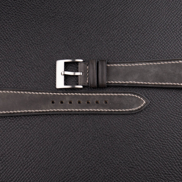 Black Maya Vegetable Tanned Calfskin Leather Watch Strap - Image 2