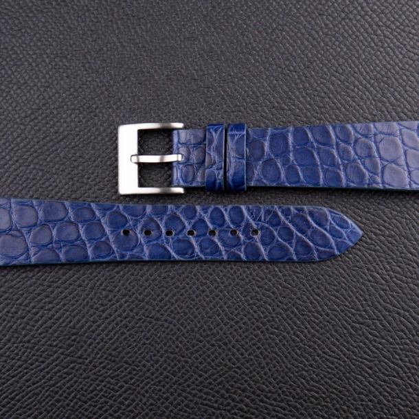 Vintage Dark Blue Alligator Round Scales Leather Watch Strap - Image 2