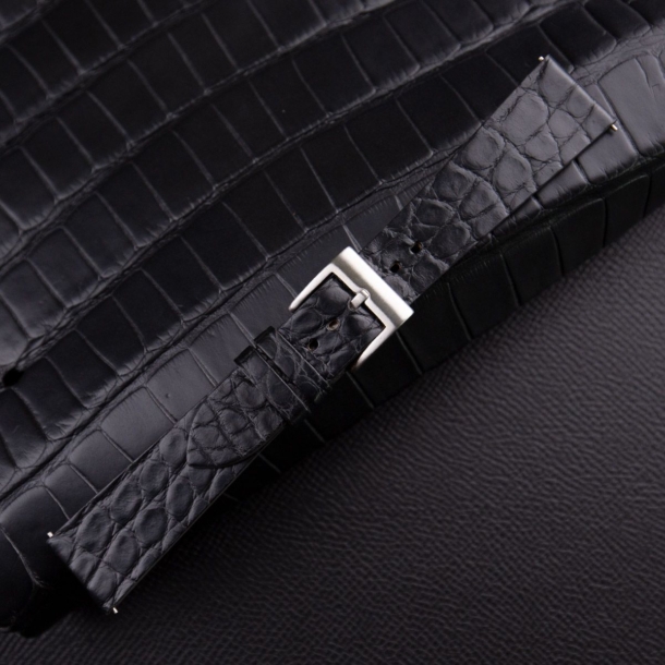 Vintage Black Alligator Round Scales Laether Watch Strap