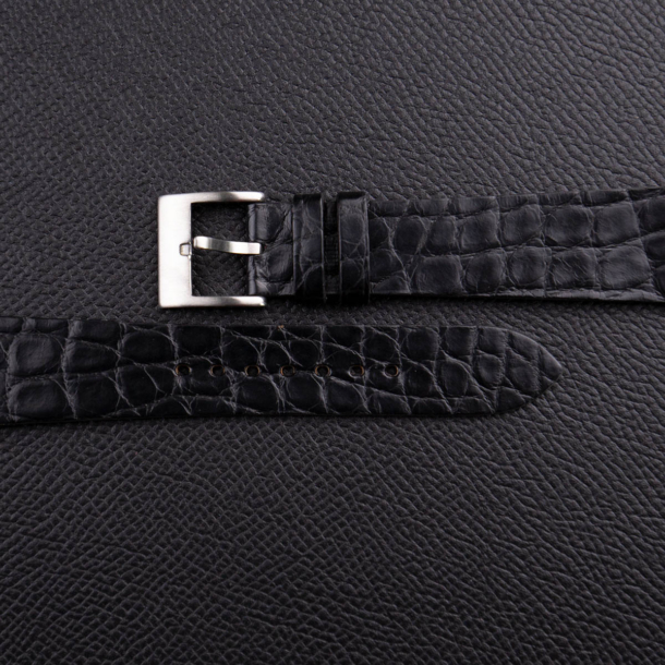 Vintage Black Alligator Round Scales Laether Watch Strap