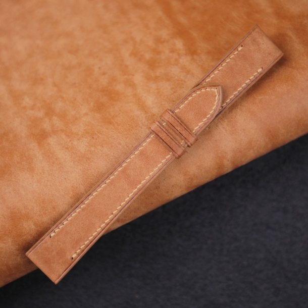 Golden Maya Vegetable Tanned Calfskin Leather Fixed Bars Watch Strap - Image 5