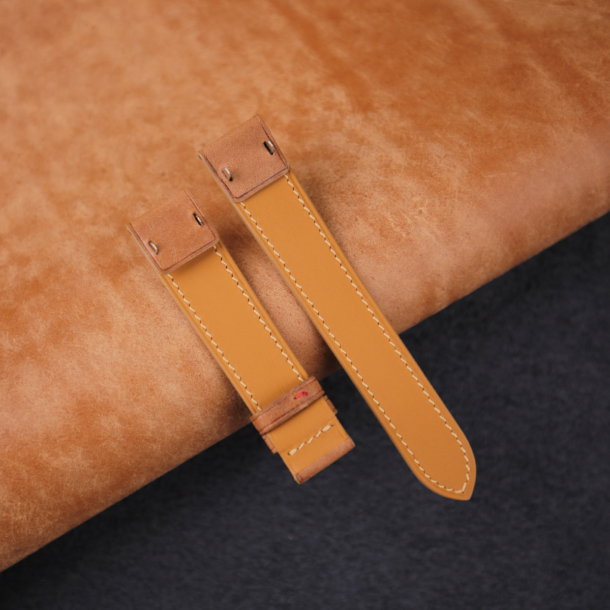 Golden Maya Vegetable Tanned Calfskin Leather Fixed Bars Watch Strap - Image 2