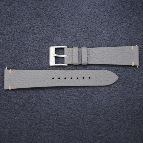 vintage grey togo leather side stitch watch strap
