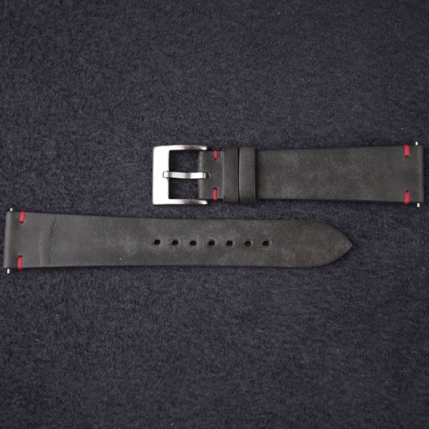 Vintage Black Maya Vegetable Tanned Calfskin Leather Watch Strap