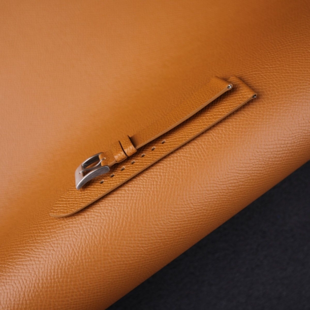 Vintage Orange Epsom Leather Slim Watch Strap