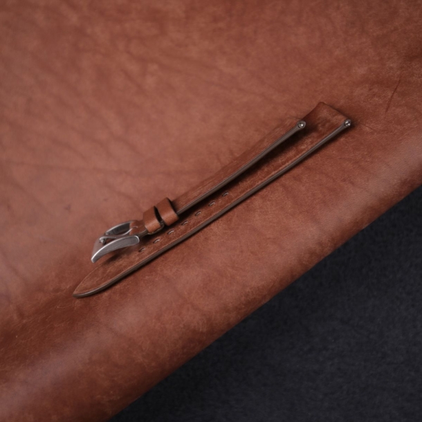 Vintage Brown Maya Vegetable Tanned Calfskin Leather Slim Watch Strap