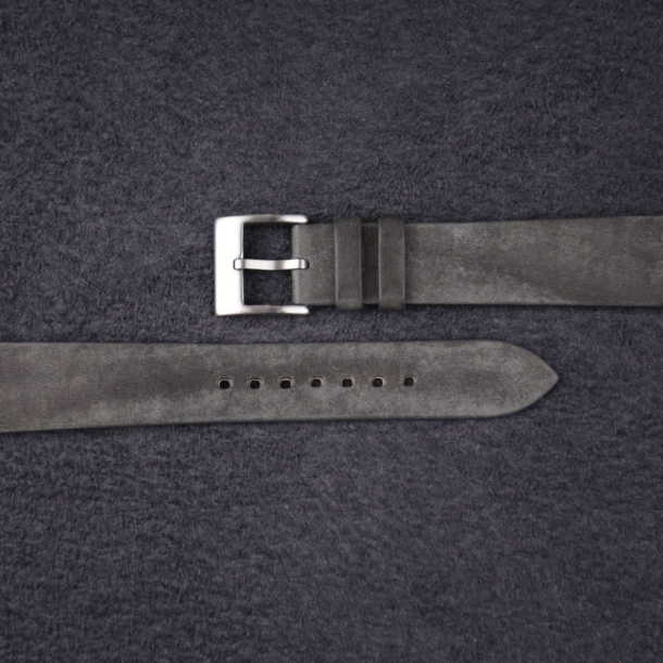 Vintage Black Maya Vegetable Tanned Calfskin Leather Slim Watch Strap
