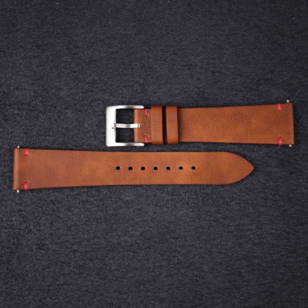 Vintage Brown Maya Vegetable Tanned Calfskin Leather Side-Stitch Watch Strap
