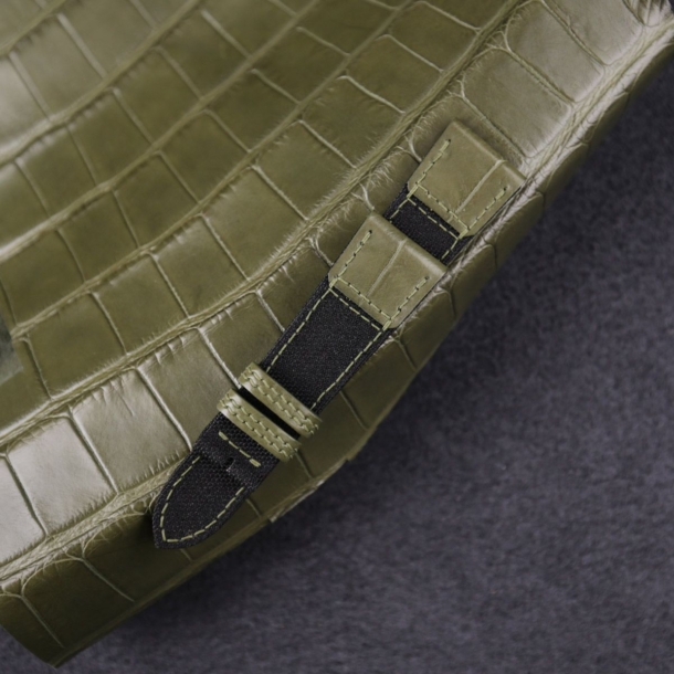 Black Sailcloth Mix Olive Alligator Watch Strap