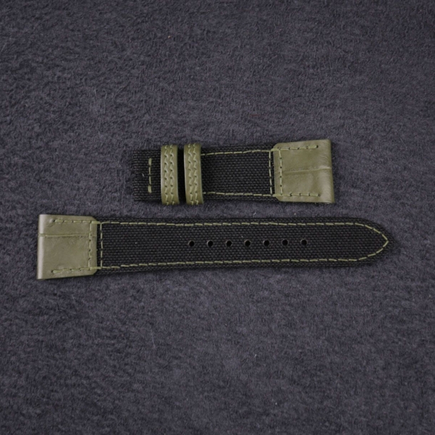 Black Sailcloth Mix Olive Alligator Watch Strap