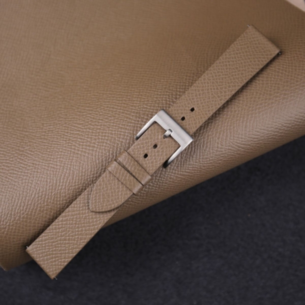 vintage taupe epsom leather slim watch strap