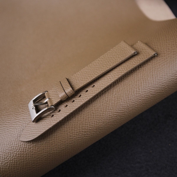 vintage taupe epsom leather slim watch strap