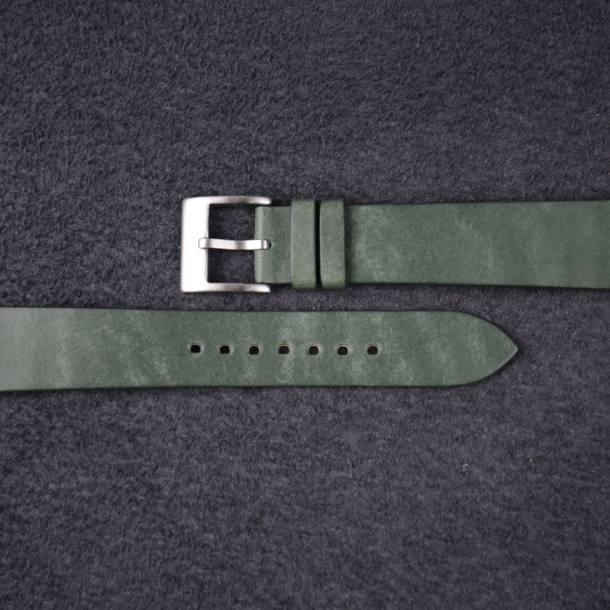 Vintage Green Maya Vegetable Tanned Calfskin Leather Slim Watch Strap