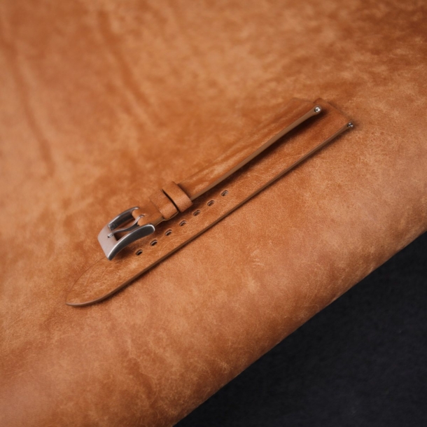 Vintage Golden Maya Vegetable Tanned Calfskin Leather Slim Watch Strap