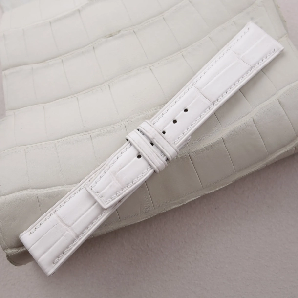 White Alligator Leather Watch Strap (Pilot Tip Shape)