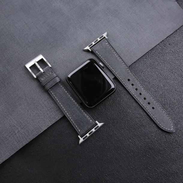 Black Babele Leather Apple Watch Band