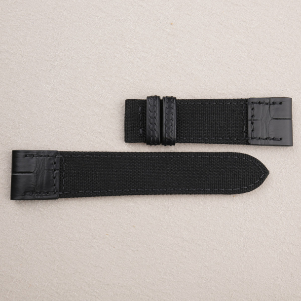 Black Canvas mix Alligator Watch Strap