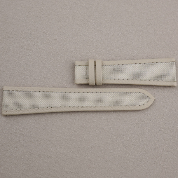 White Canvas Folded Edge Pearl White Epsom Watch Strap