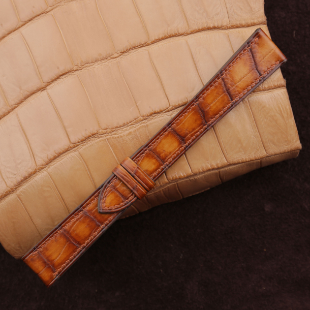 Patina Beige Alligator Leather Watch Strap