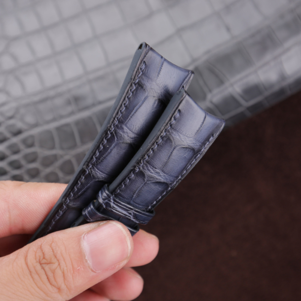Patina Curved Ends Padded Light Borwn Alligator Leather Watch Strap